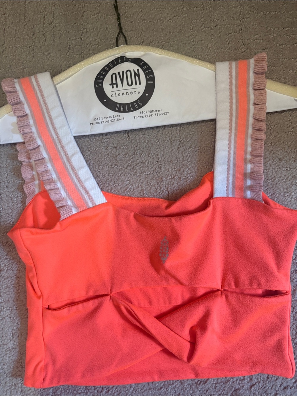FP Movement by Free People Orange Cropped Tank with Striped Ruffled Straps - Picture 2 of 3